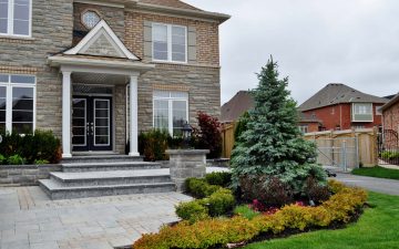 front entry flagstone on concrete landing