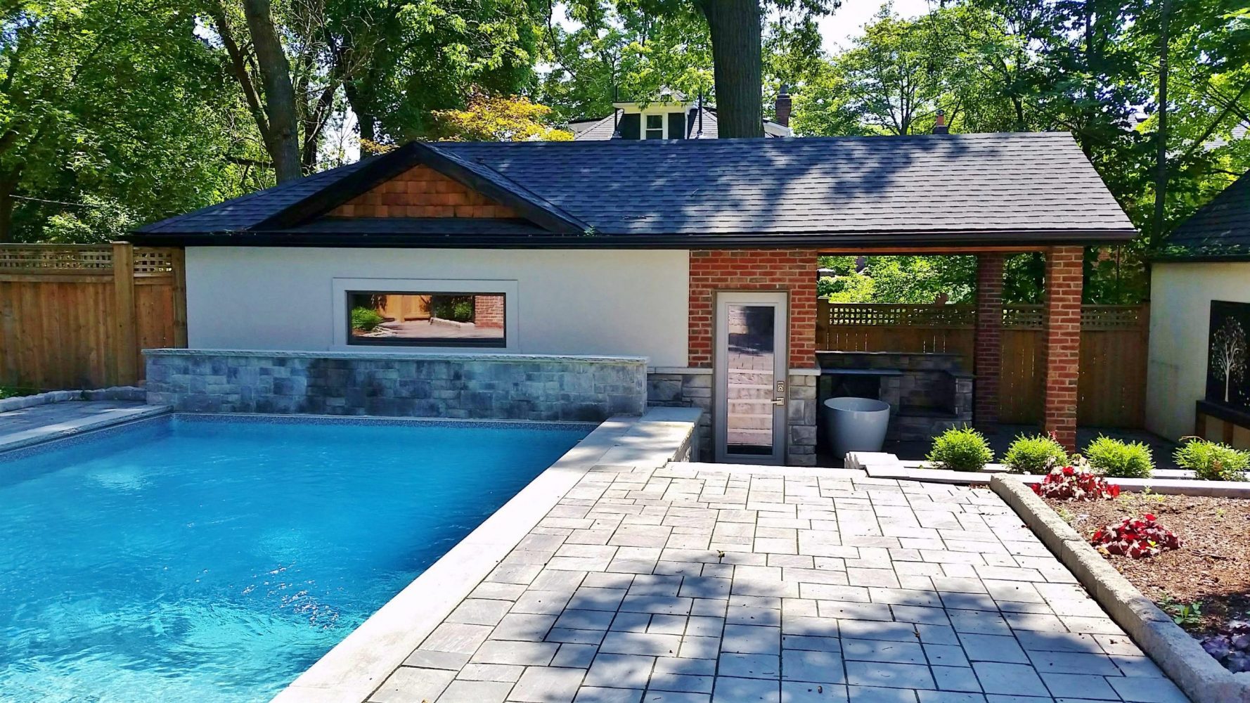 Garage conversion to cabana. Rosedale - MVK Landscape Design