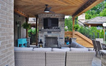 fire place under deck