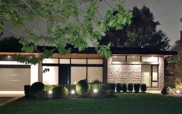 exterior and front landscaping makeover with outdoor lighting