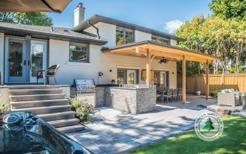 Outdoor dining and kitchen area